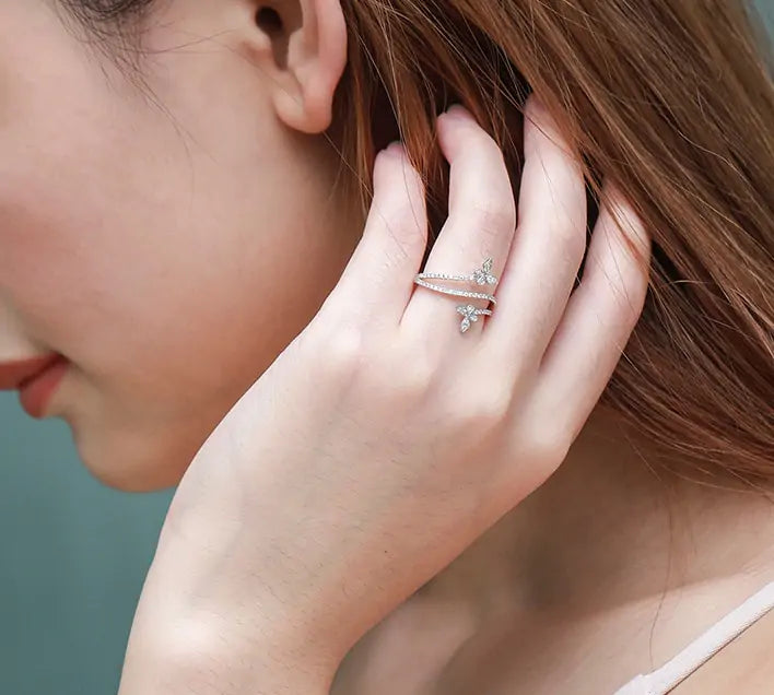Silver Double Butterfly Rings - Symbol of Love and Freedom