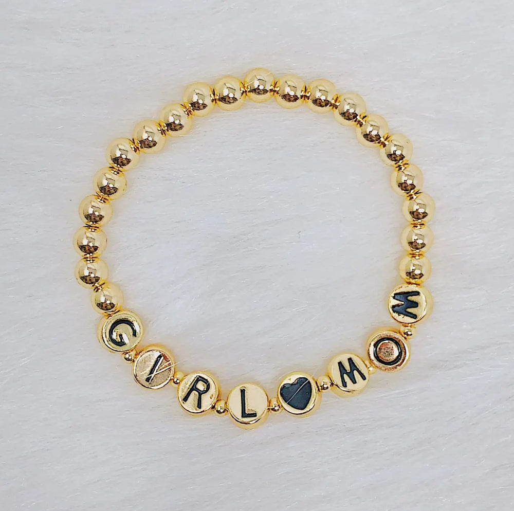 Beloved Woman Bracelet Collection - Personalized Gold Tone Letter Bead Bracelet