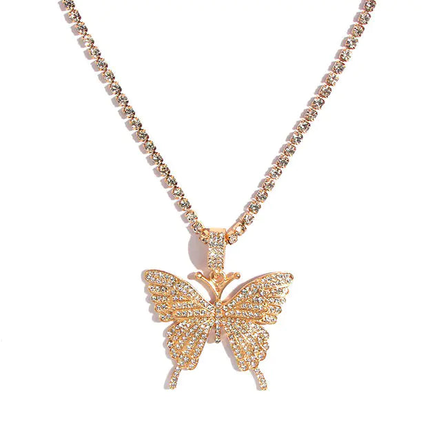 Butterfly Necklace with Diamond Inlay
