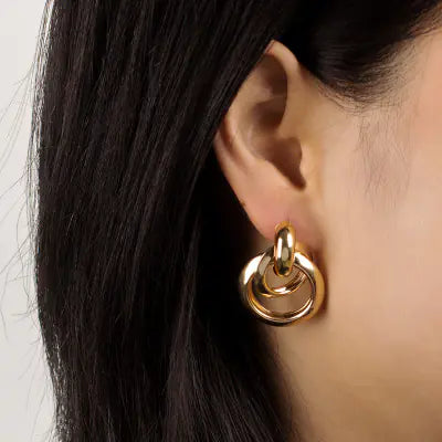 Interlocking Metal Hoop Earrings