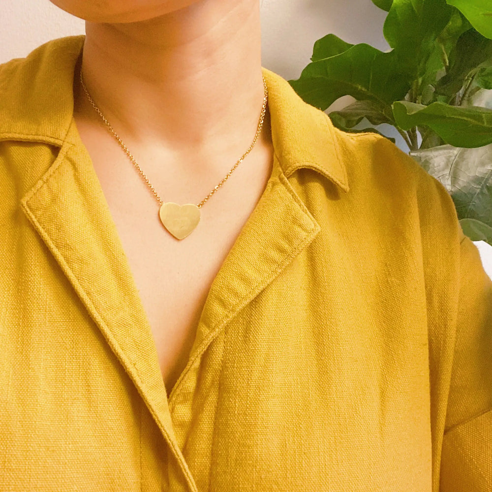 With All My Heart Necklace - Statement Gold Heart Pendant