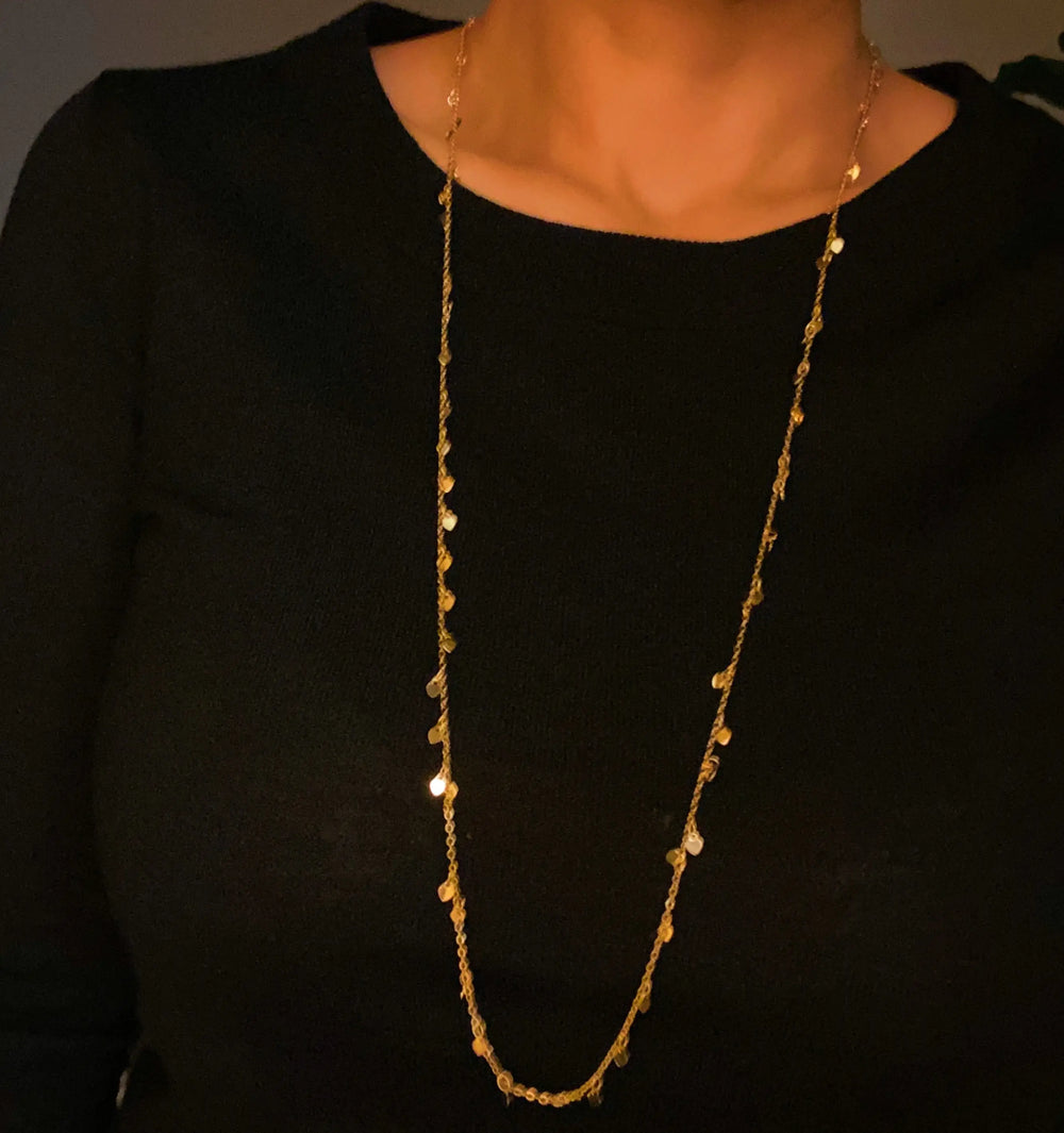 Mini Hearts All Around Long Necklace - Delicate Heart Chain Jewelry