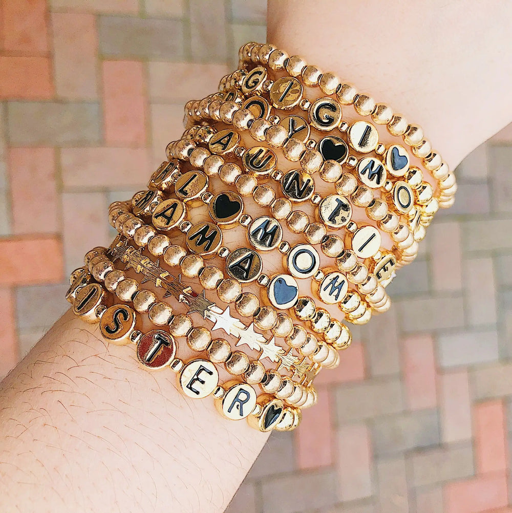 Beloved Woman Bracelet Collection - Personalized Gold Tone Letter Bead Bracelet