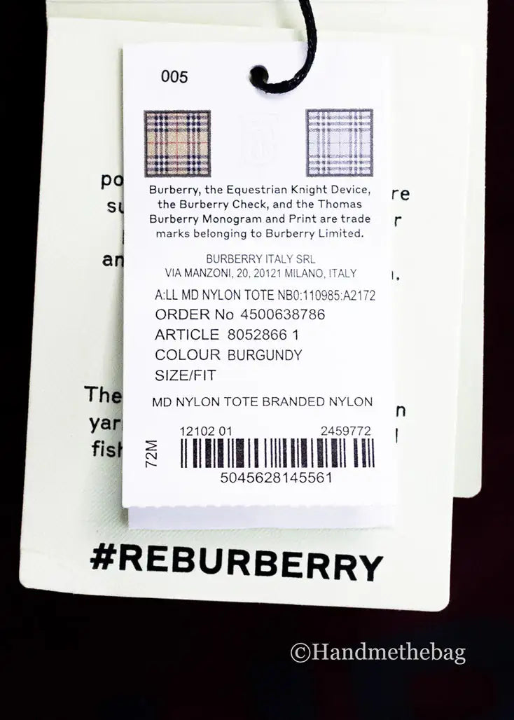 Burberry Medium Burgundy Logo Nylon Tote Shoulder Bag - Luxury Fashion