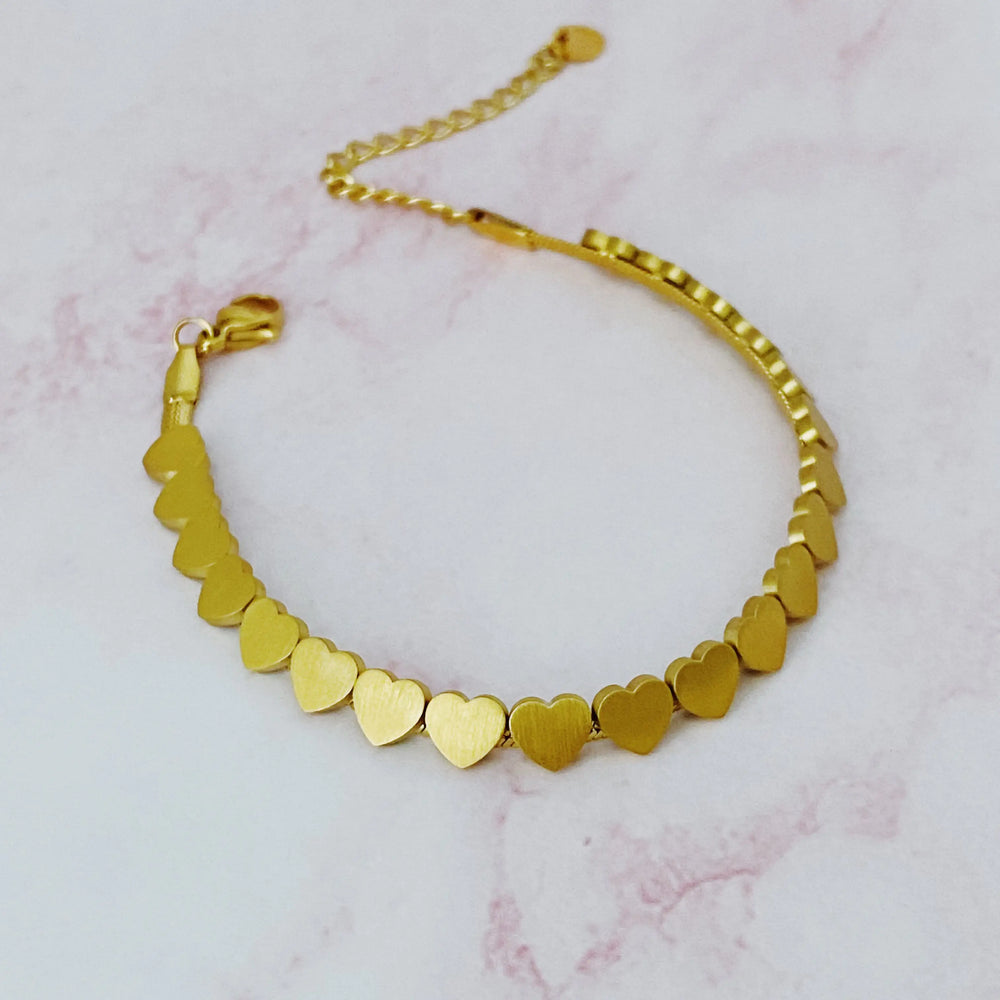 All Around Mini Hearts Bracelet - Delicate Heart Chain Bracelet