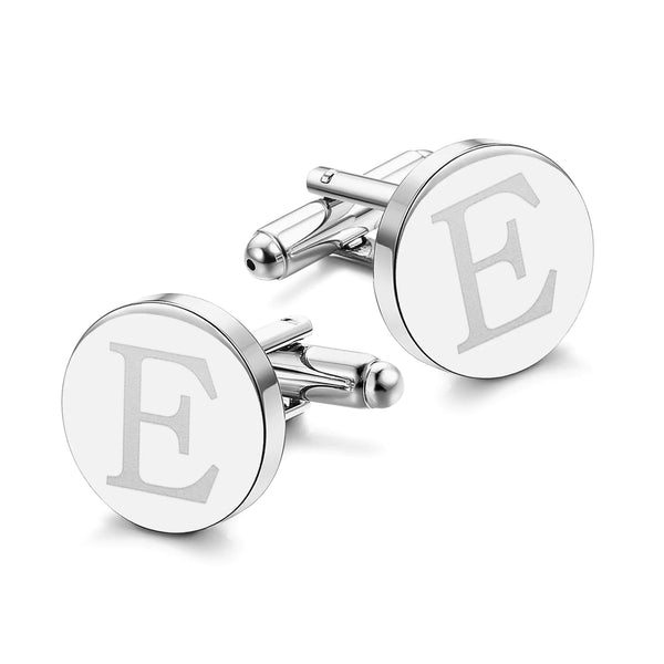 Classic Initial Cufflinks for Men - Silver Cufflinks with Gift Box