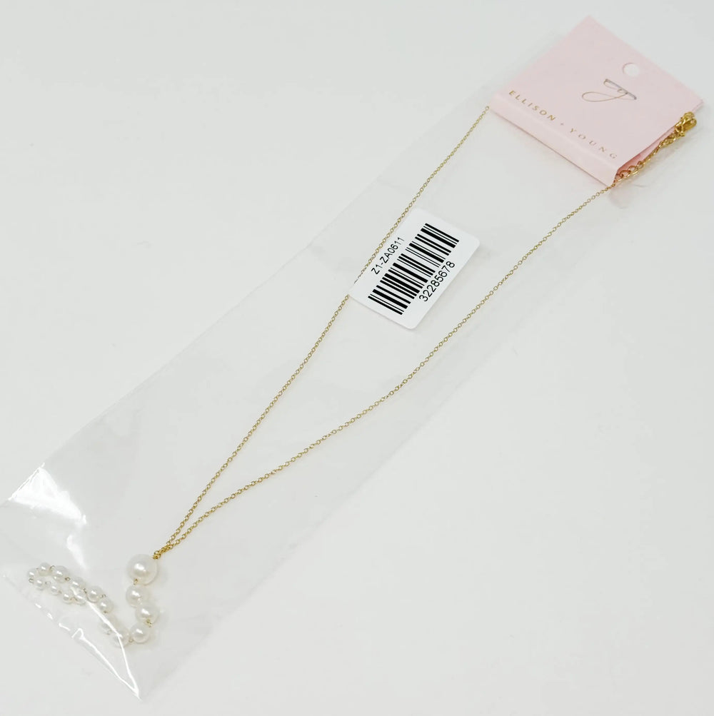 Elegant Gradiant Long Pearl Drop Necklace