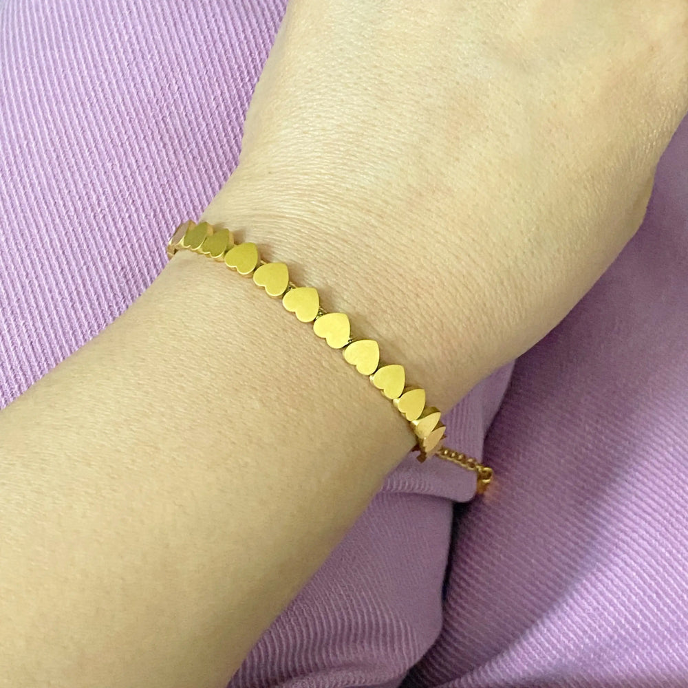 All Around Mini Hearts Bracelet - Delicate Heart Chain Bracelet