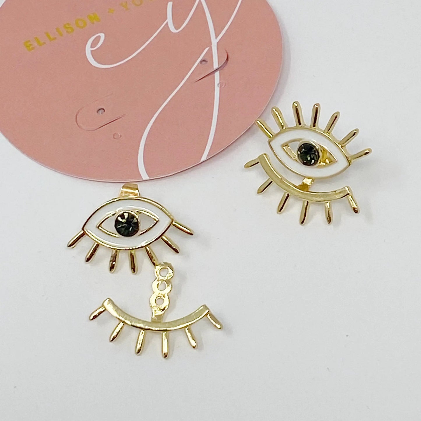 Guardian Eye Double Sided Earrings - Trendy Rhinestone Fashion