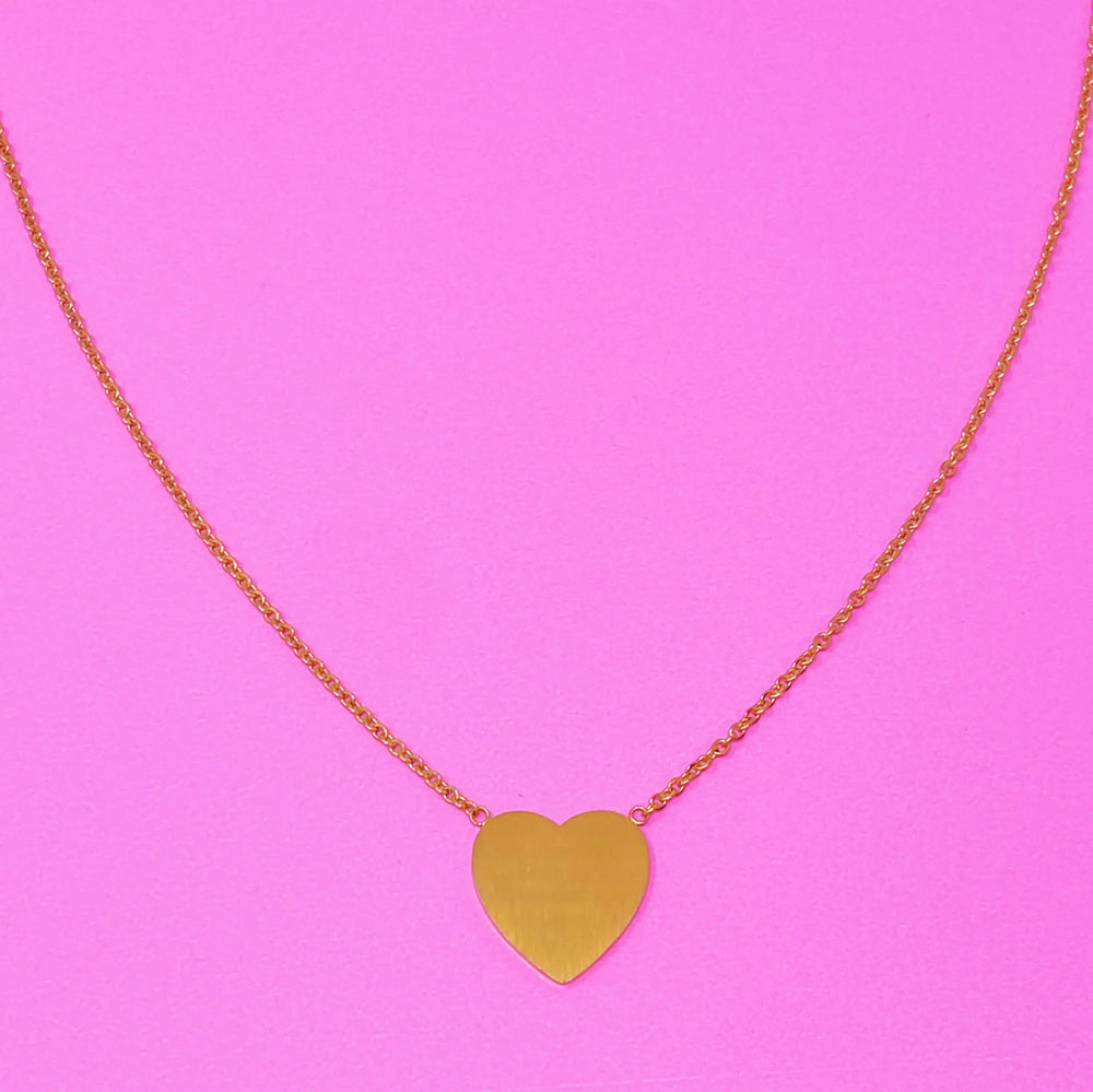 With All My Heart Necklace - Statement Gold Heart Pendant
