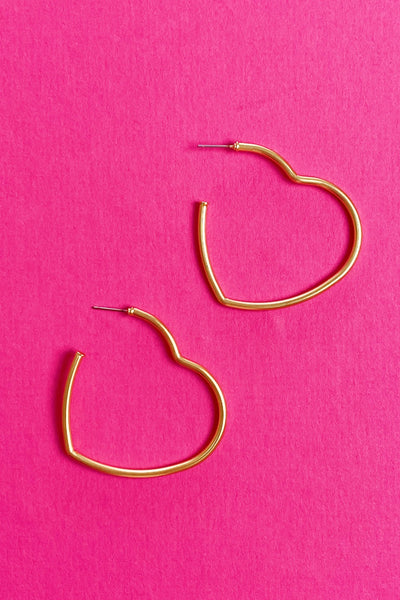 Timeless Hearts Earrings - Gold Open Heart Hoop Earrings