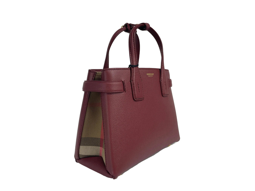 Burberry Banner Small Crimson Leather Tote Bag - Luxury Fashion
