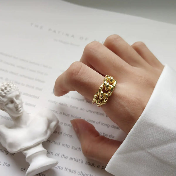 Golden Forge Industrial Ring - Bold Statement Ring for Men & Women