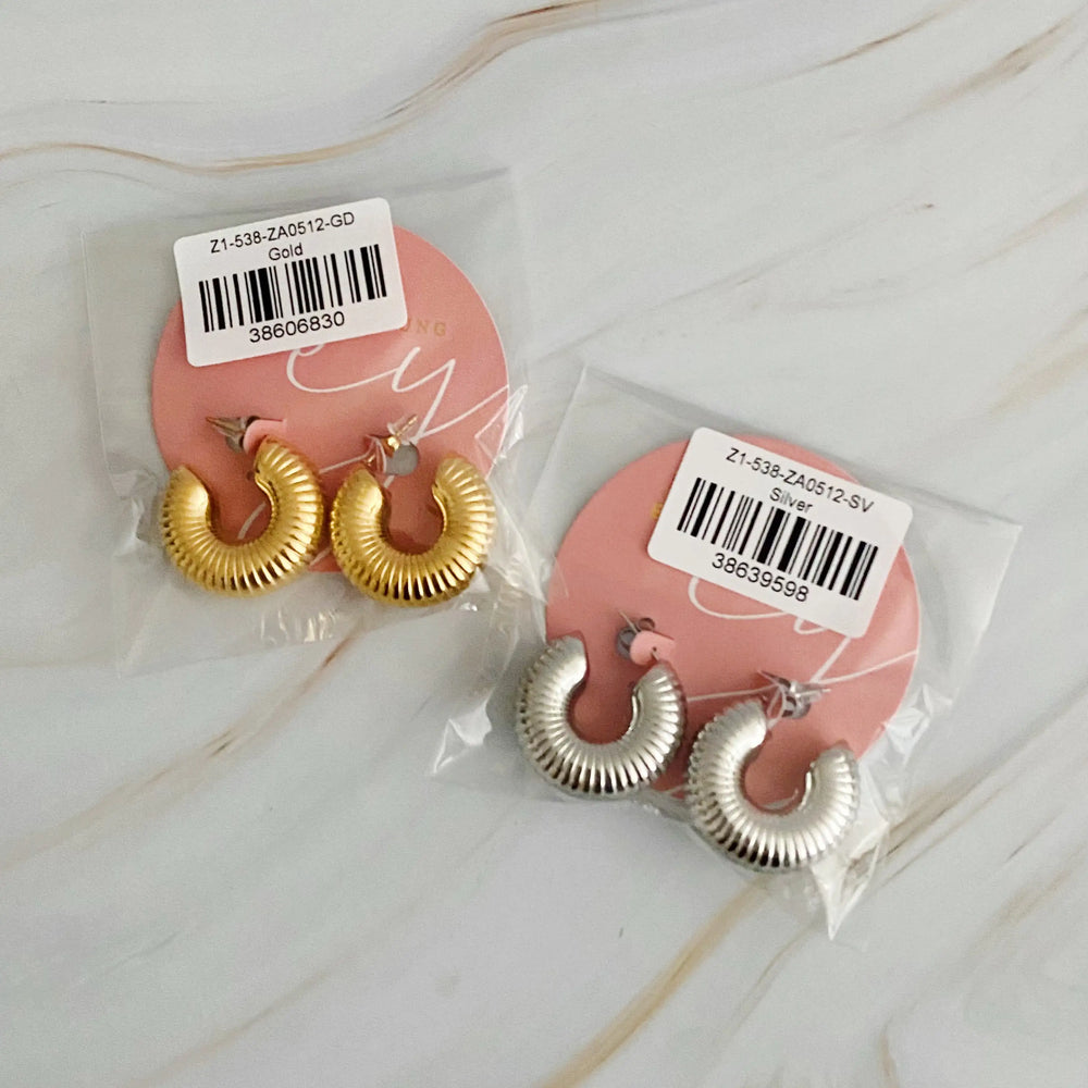 Full Body In Pleats Hoop Earrings - Textured Statement Hoops