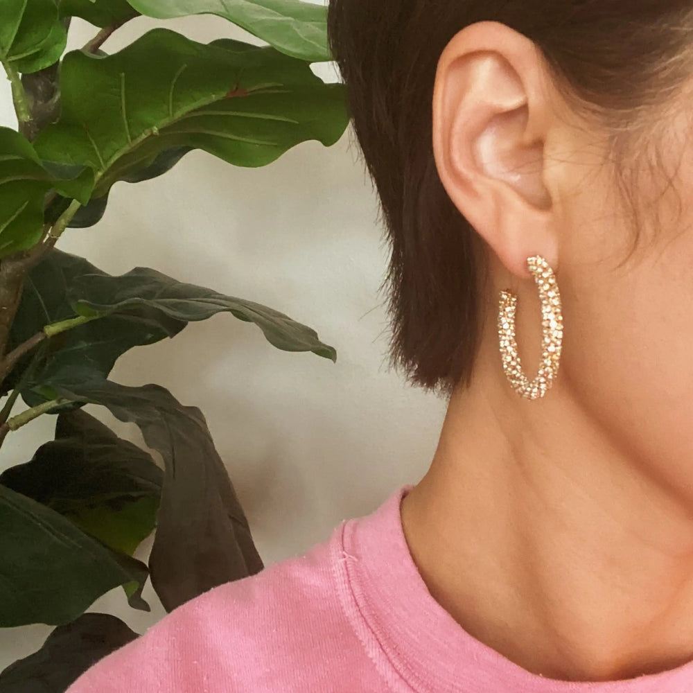 Wrapped In Shine Hoop Earrings - Crystal Adorned Classic Hoops