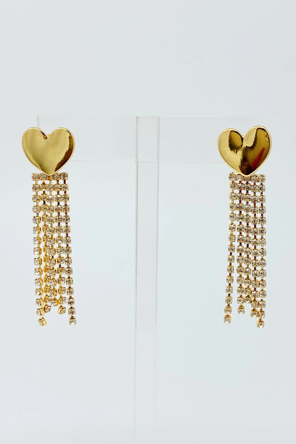 Heart Shine Stream Earrings - Sparkling Cubic Zirconia Drops