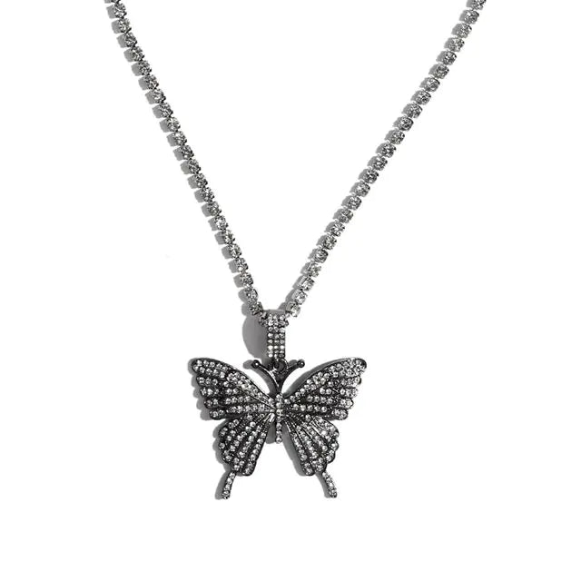 Butterfly Necklace with Diamond Inlay