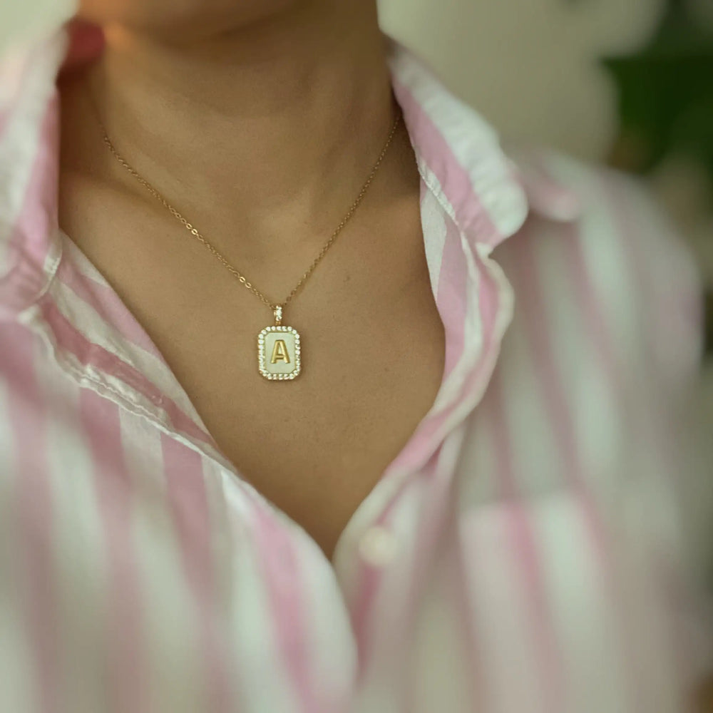 Initial Deco Open Locket Pendant Necklace - Personalized Photo Locket