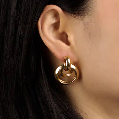 Interlocking Metal Hoop Earrings