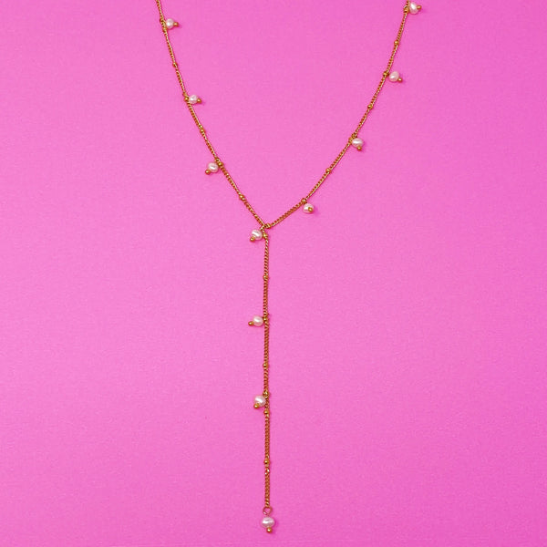 Luxurious Freshwater Pearl Dangle T Necklace