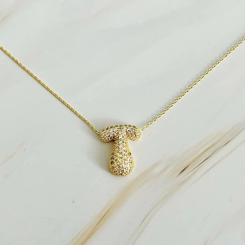 Crystal Bubble Initial Necklace - Personalized Sparkling Initial Pendant