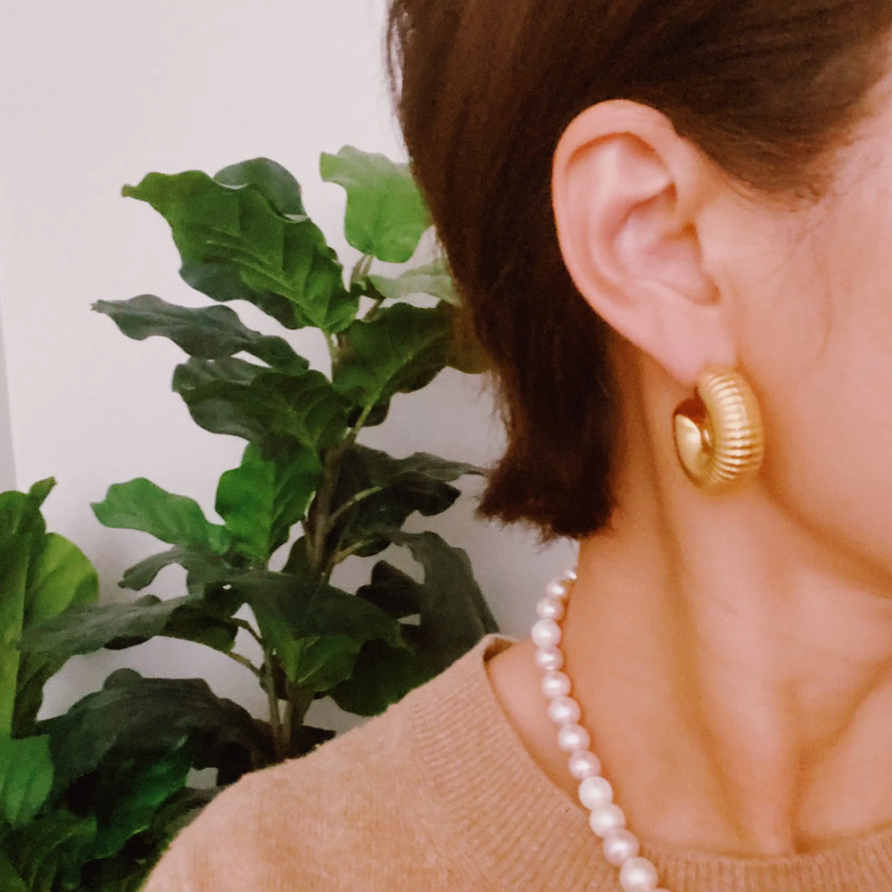 Full Body In Pleats Hoop Earrings - Textured Statement Hoops
