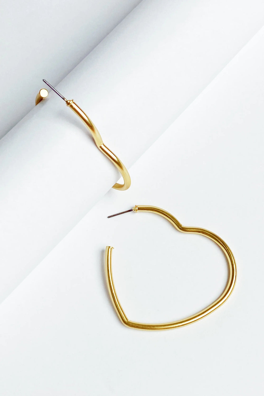 Timeless Hearts Earrings - Gold Open Heart Hoop Earrings