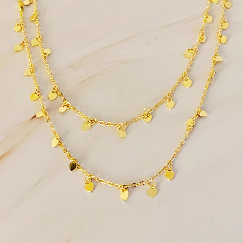 Mini Hearts All Around Long Necklace - Delicate Heart Chain Jewelry