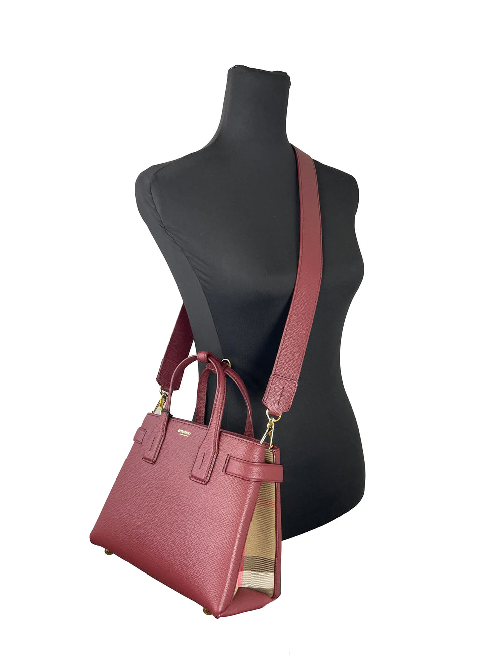 Burberry Banner Small Crimson Leather Tote Bag - Luxury Fashion