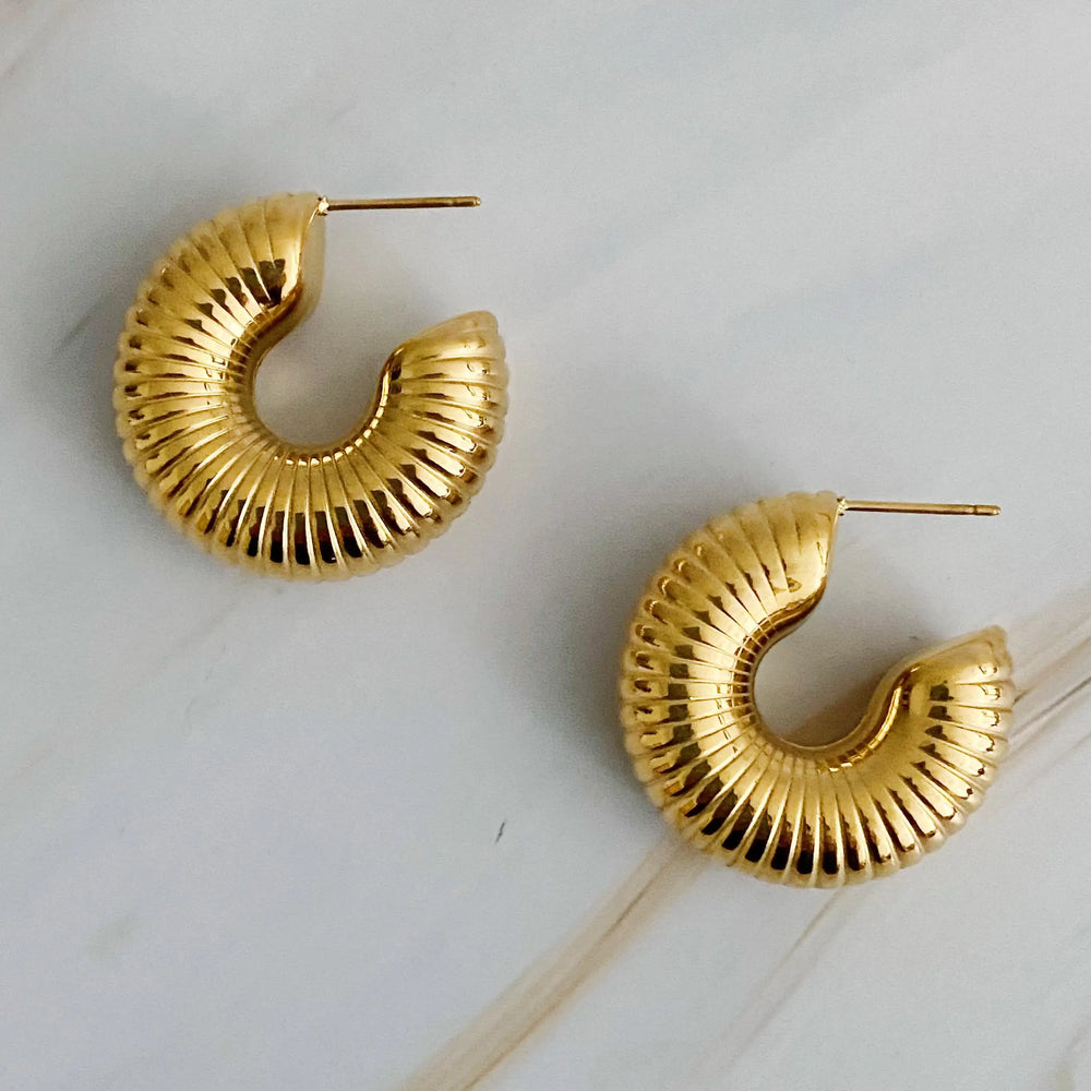 Full Body In Pleats Hoop Earrings - Textured Statement Hoops