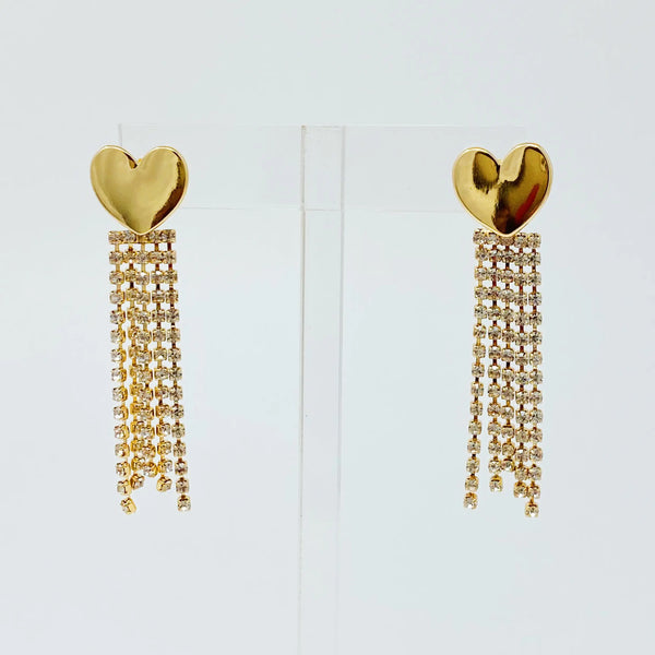Heart Shine Stream Earrings - Sparkling Cubic Zirconia Drops