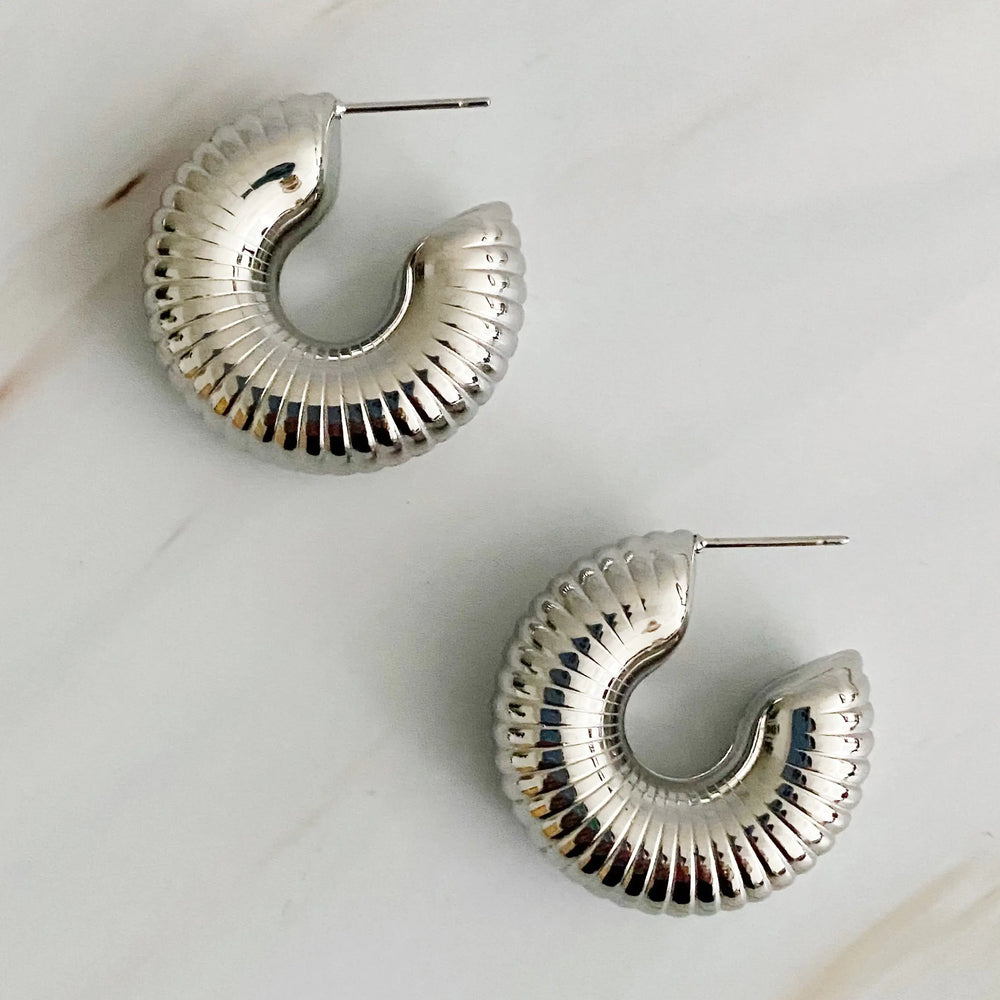 Full Body In Pleats Hoop Earrings - Textured Statement Hoops