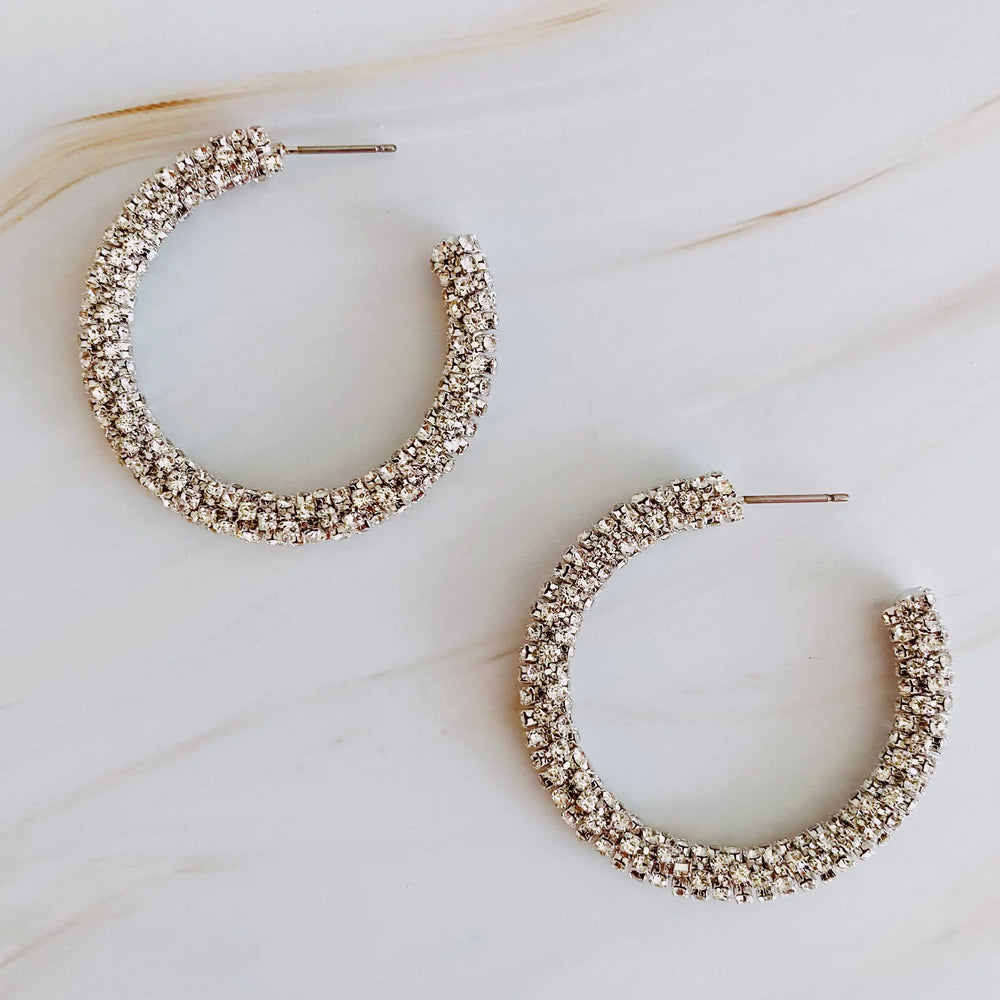 Wrapped In Shine Hoop Earrings - Crystal Adorned Classic Hoops