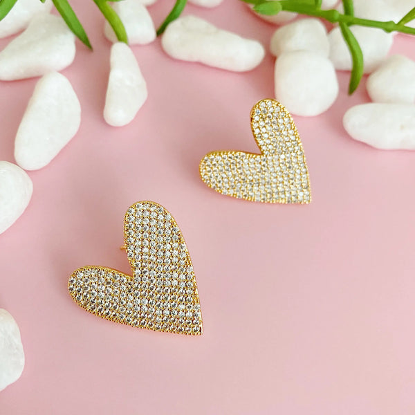 Lara Land Heart Earrings - Elegant Heart-Shaped Statement Earrings