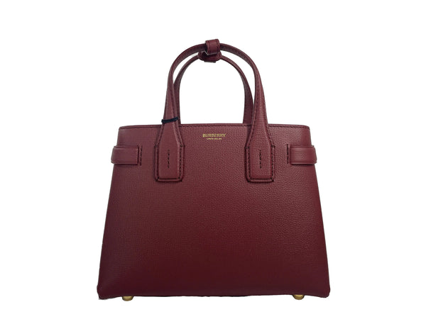 Burberry Banner Small Crimson Leather Tote Bag - Luxury Fashion