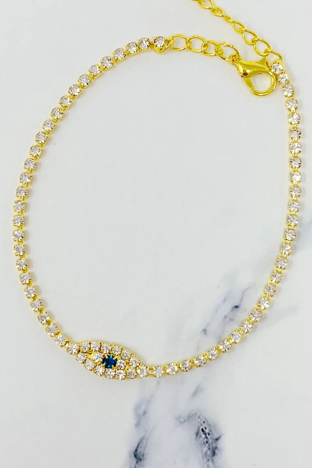 Sparkle Evil Eye Anklet - Protective Charm Ankle Jewelry