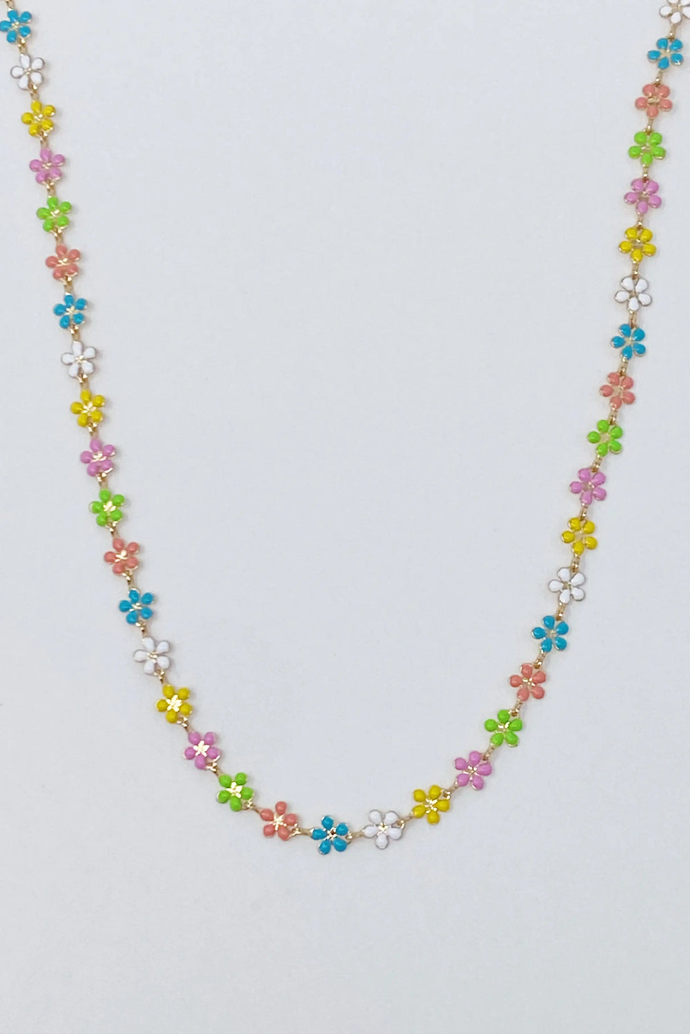 Reversible Flower Necklace - Gold Plated Colorful Floral Statement Jewelry