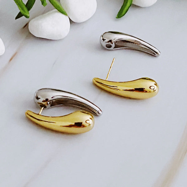 Front And Back Sleek Earrings - Modern Two-Way Statement Earrings