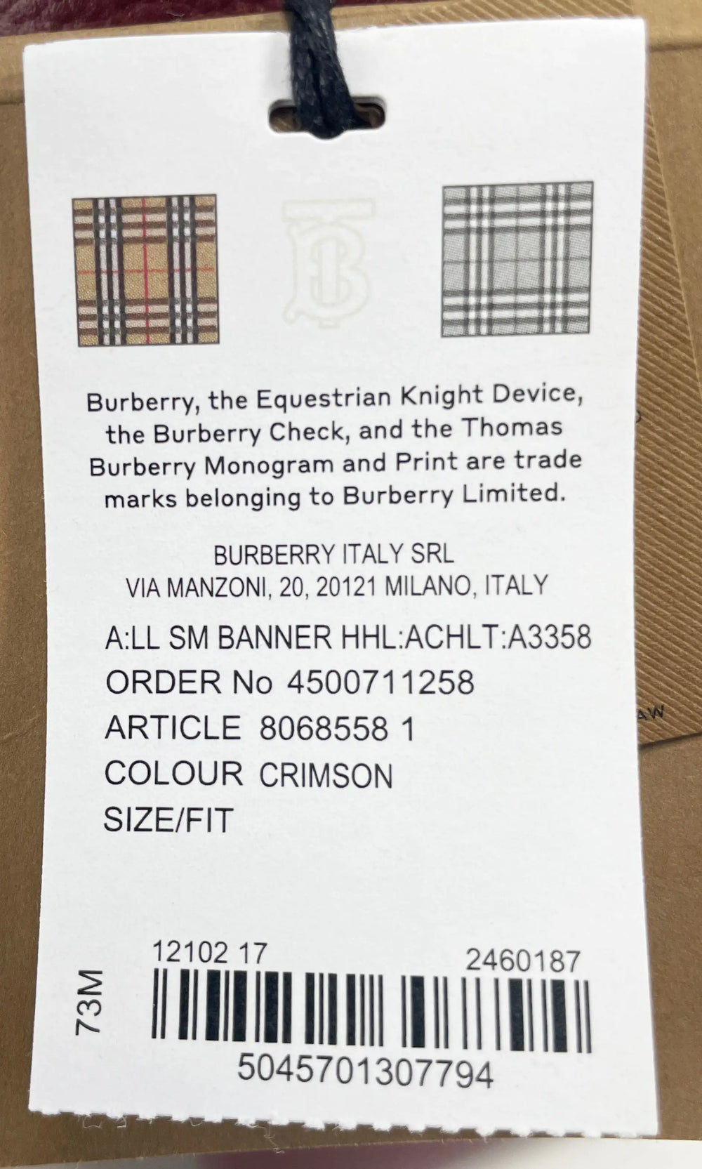 Burberry Banner Small Crimson Leather Tote Bag - Luxury Fashion