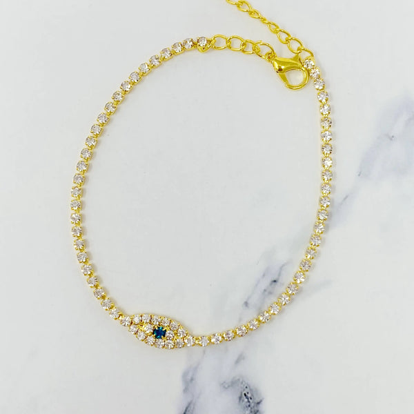 Sparkle Evil Eye Anklet - Protective Charm Ankle Jewelry