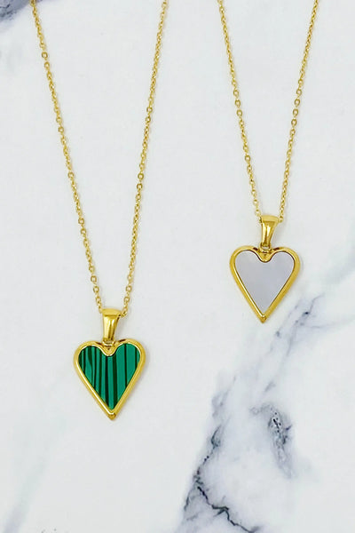 Golden Enamel Heart Necklace - 18K Gold Plated Heart Pendant