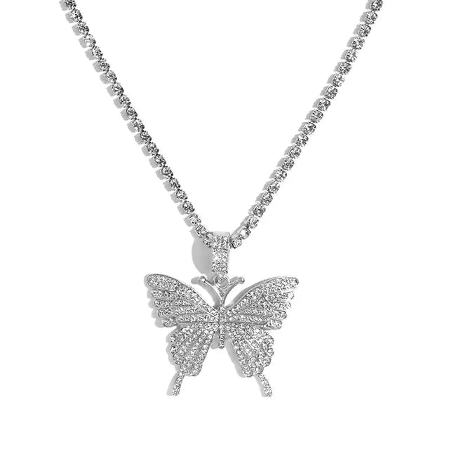 Butterfly Necklace with Diamond Inlay