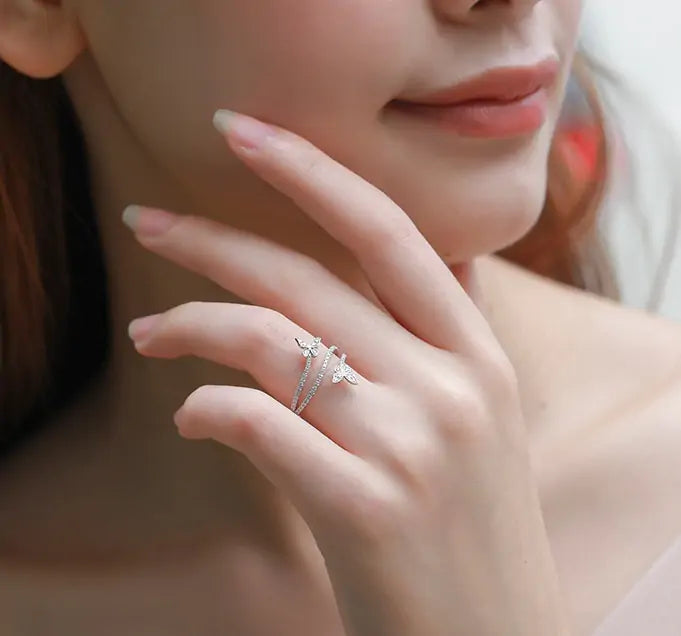 Silver Double Butterfly Rings - Symbol of Love and Freedom