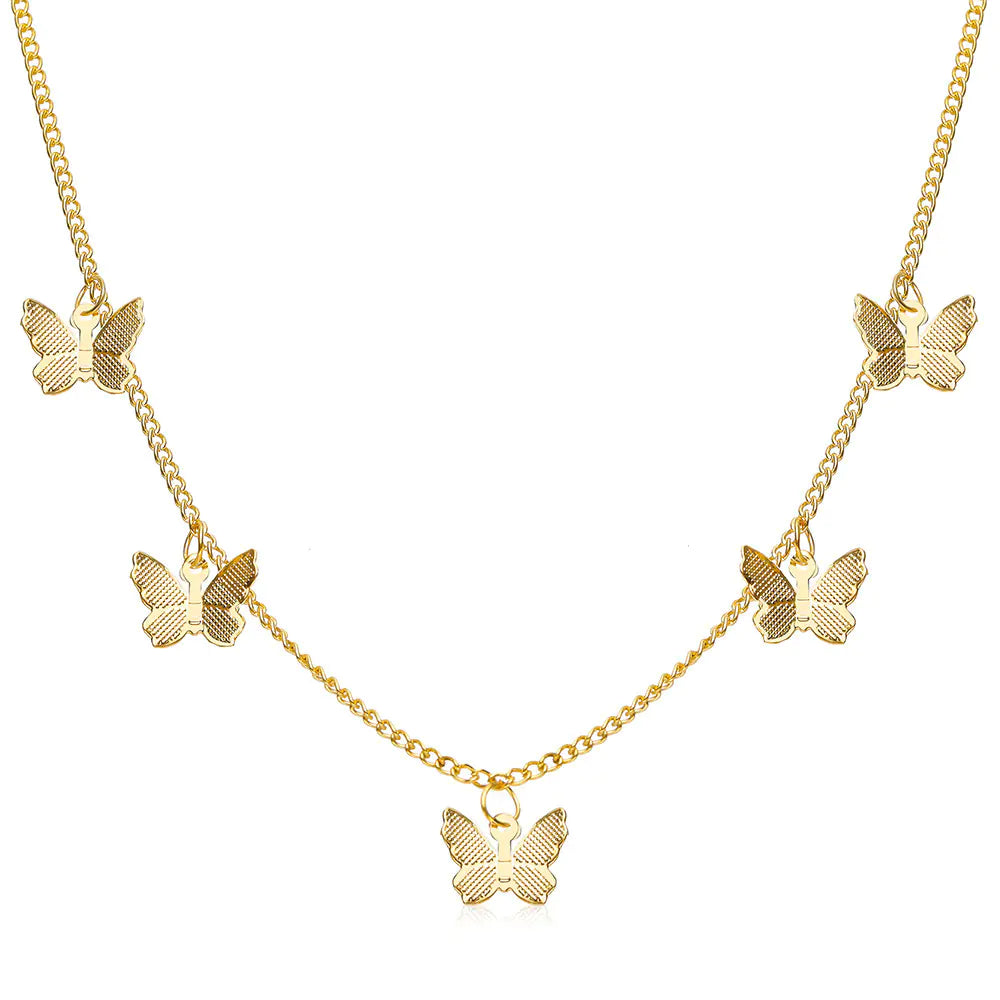 Elegant Geometric Butterfly Clavicle Chain Necklace
