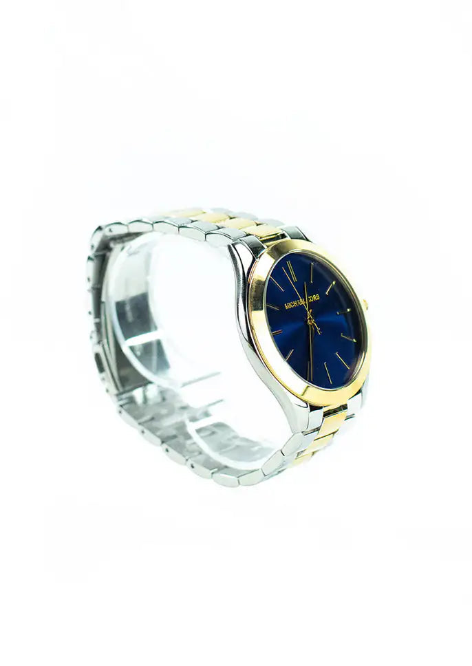 Michael Kors Runway Dual Toned Stainless Steel Navy Dial Wrist Watch