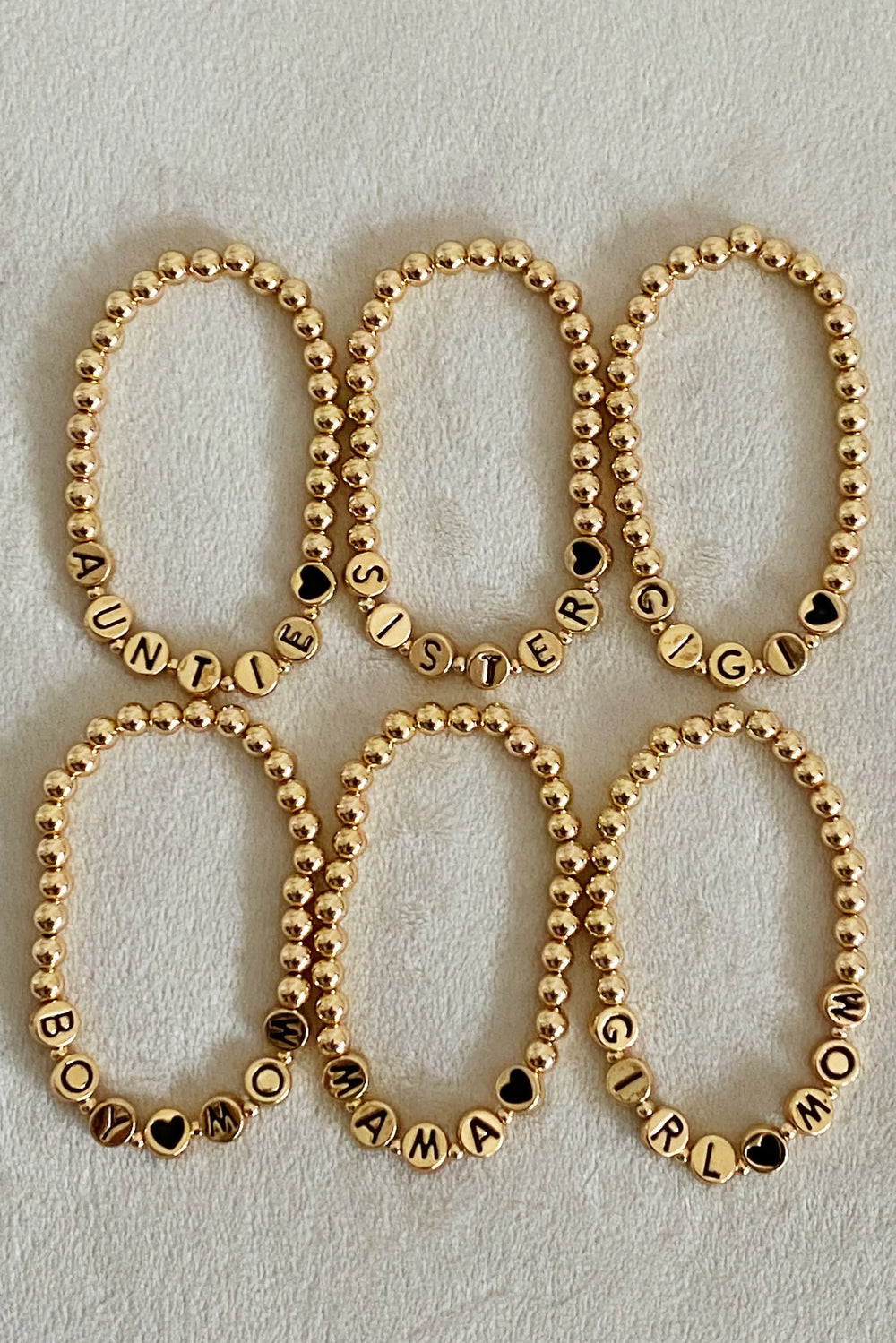 Beloved Woman Bracelet Collection - Personalized Gold Tone Letter Bead Bracelet