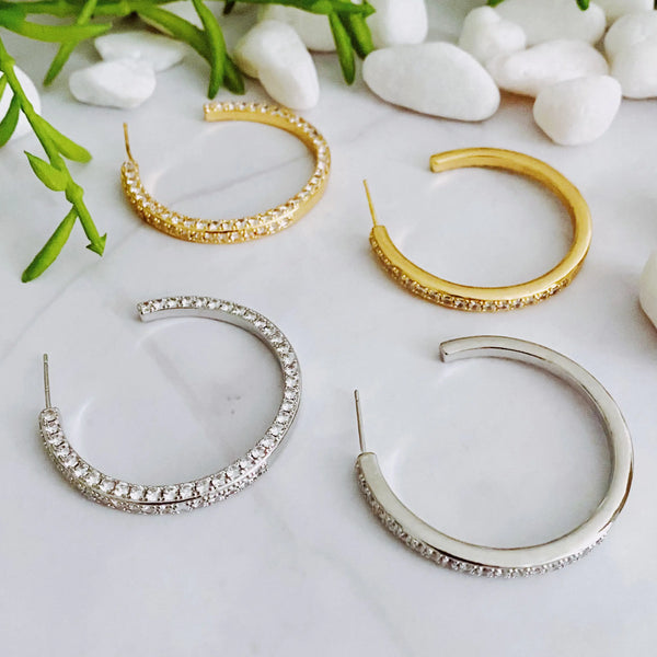 Plain Or Shine Reversible Hoop Earrings - Dual-Style Gold Hoops